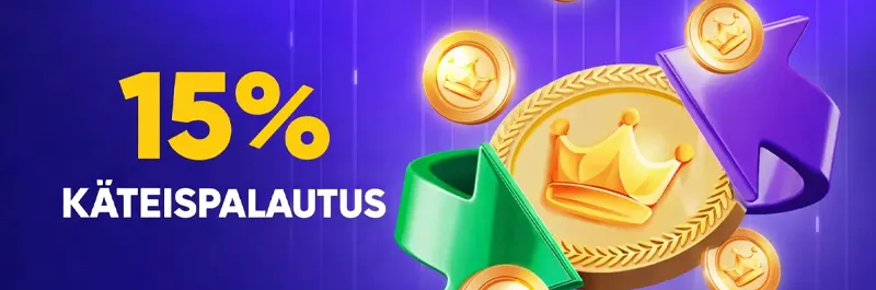 15%-KÄTEISPALAUTUSTA